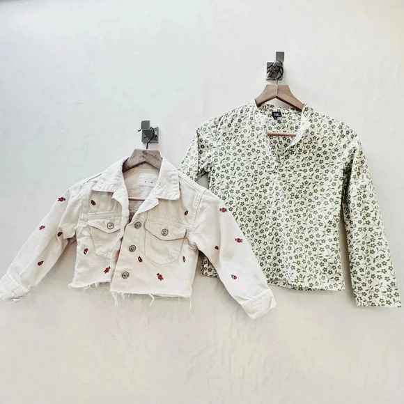 ZARA + GAP || 6-8 Years Green Floral & Cream Bundle Jacket and Shirt - Picture 1 of 11